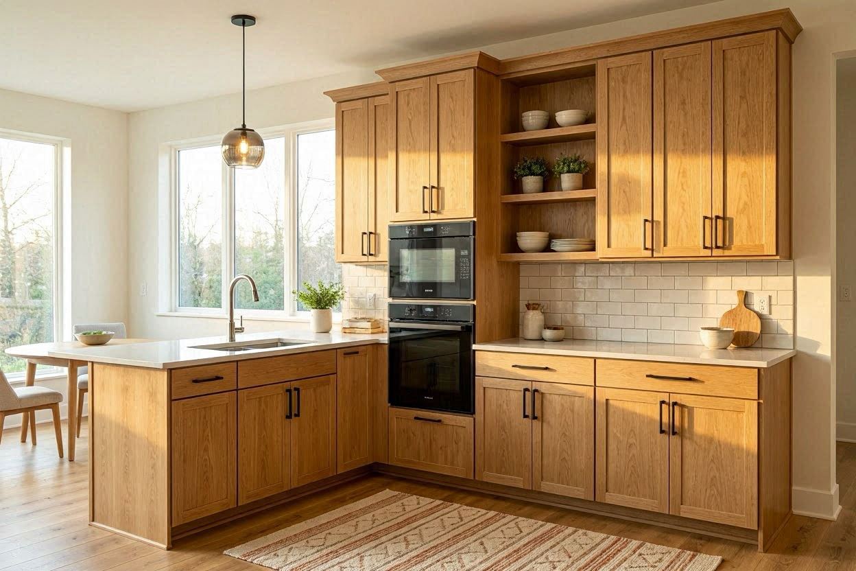 Custom-built kitchen unit in light wood