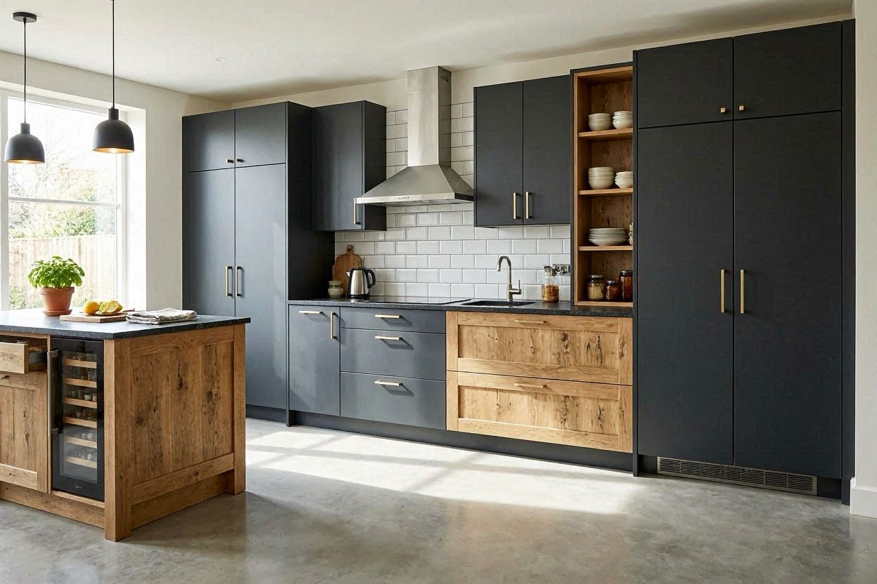 Custom-built kitchen unit with integrated storage
